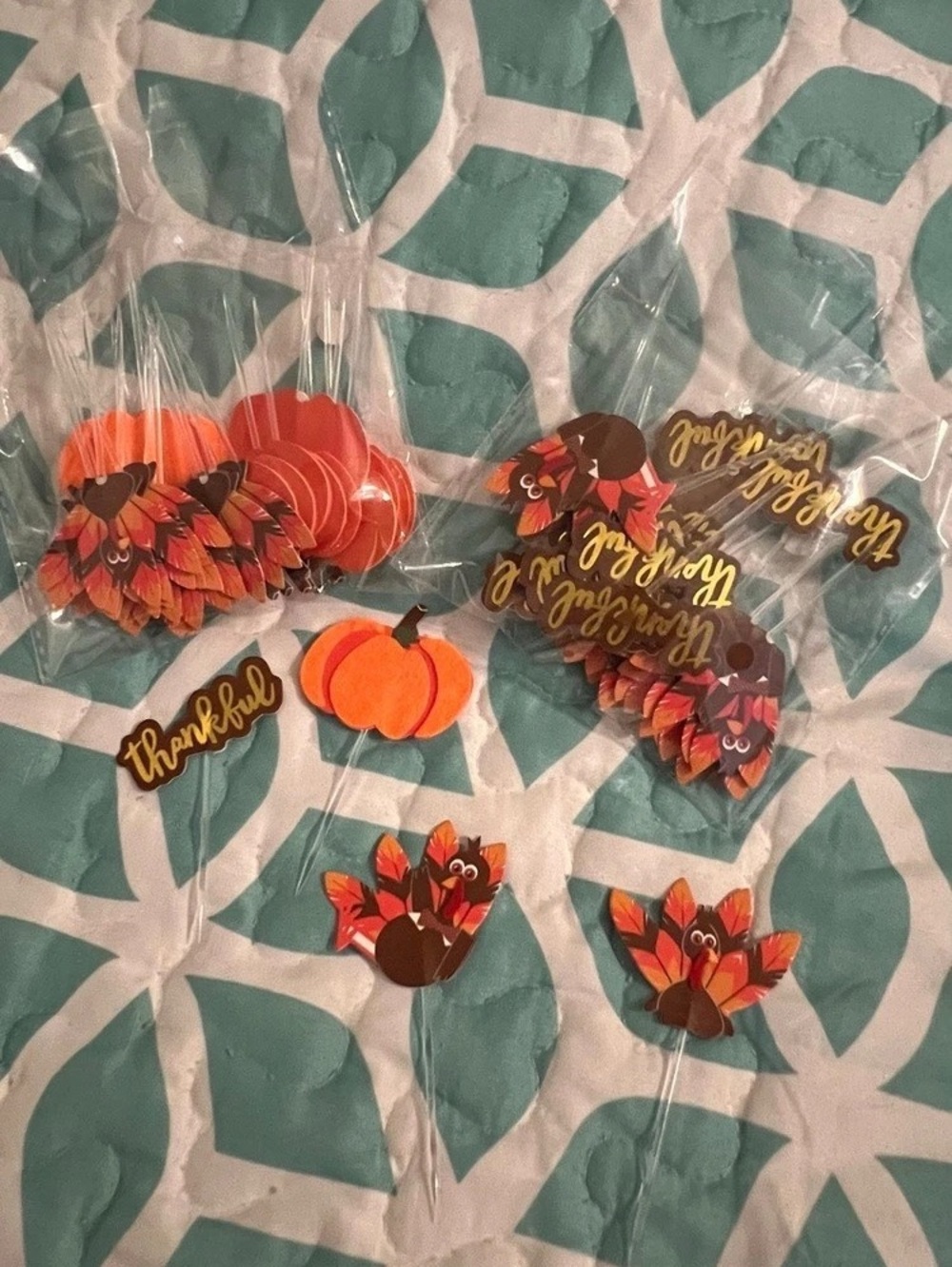 Thanksgiving Cake Toppers Orange Brown Gobble Gobble!